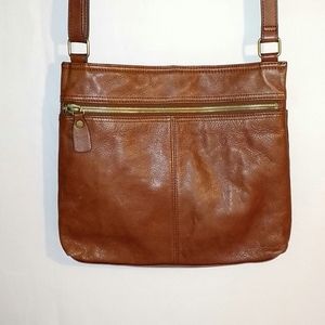 Margot brown leather crossbody bag clean.